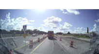 Dashcam image that shows construction objects