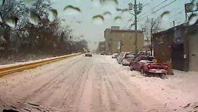 On-vehicle camera captures snow on road